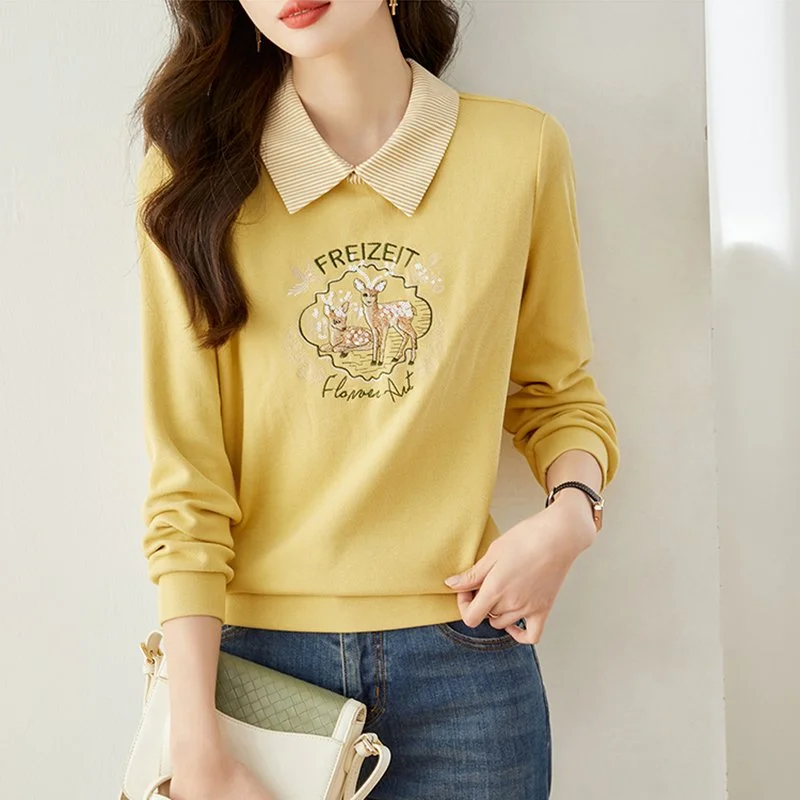 Women Casual Deer Printed Shift Sweatshirt