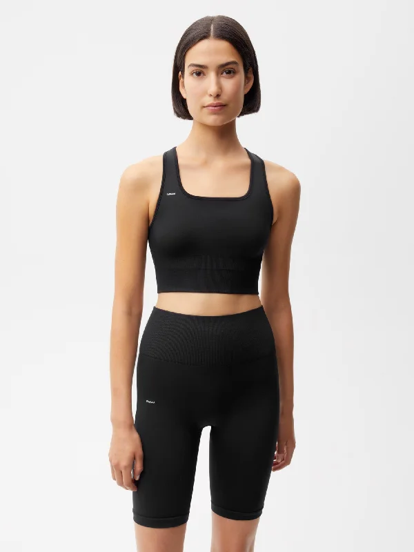 Women’s Plant-Stretch Longline Sports Bra—black