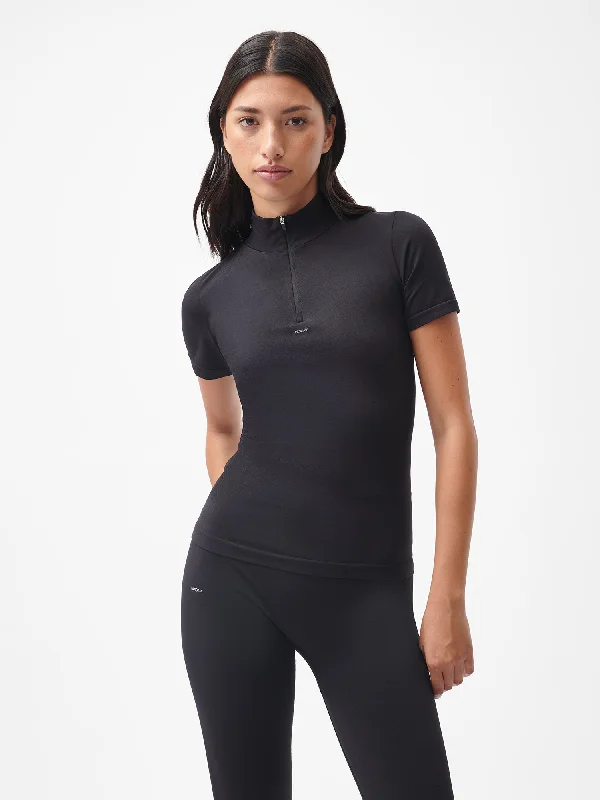 Women's Plant-Stretch Zipped Top—black