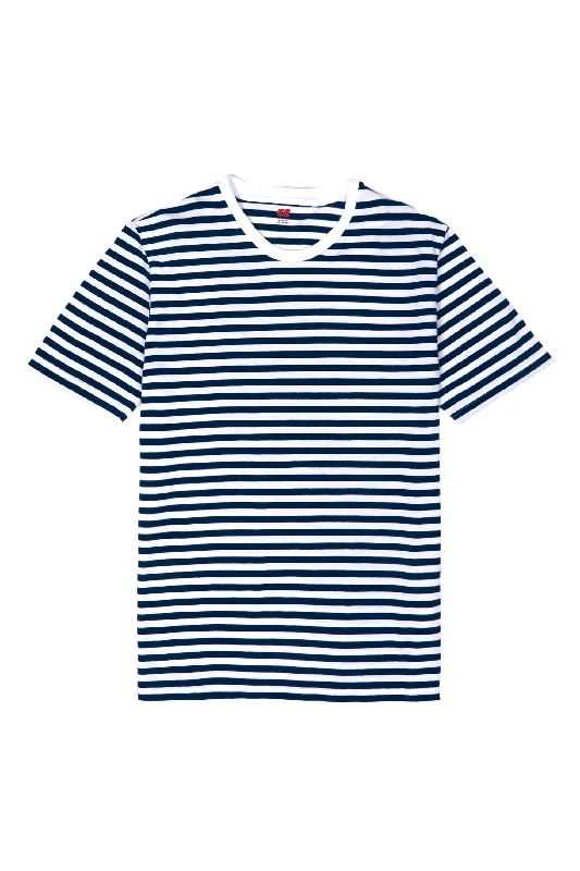 Women's Short Sleeve Stripe T Shirt - White/Navy