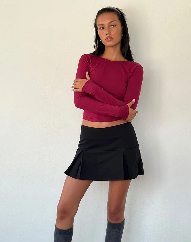 Xiabon Backless Long Sleeve Top in Burgundy