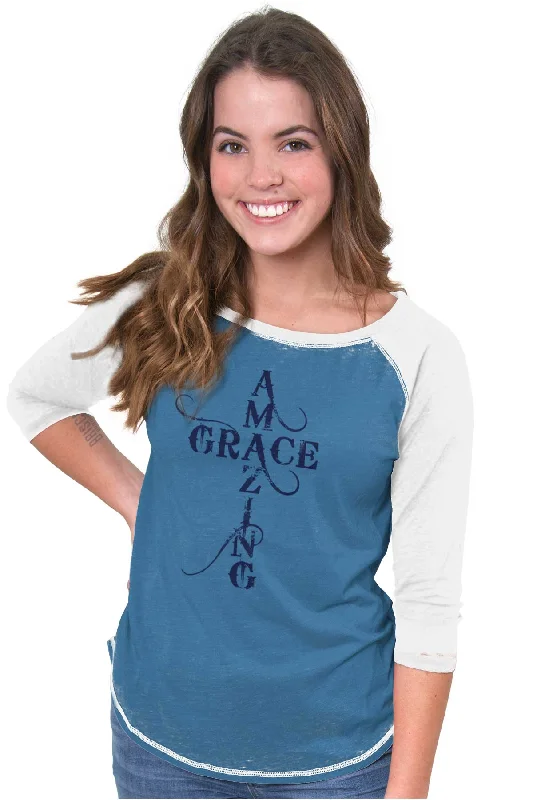 Amazing Grace Script Baseball Raglan T