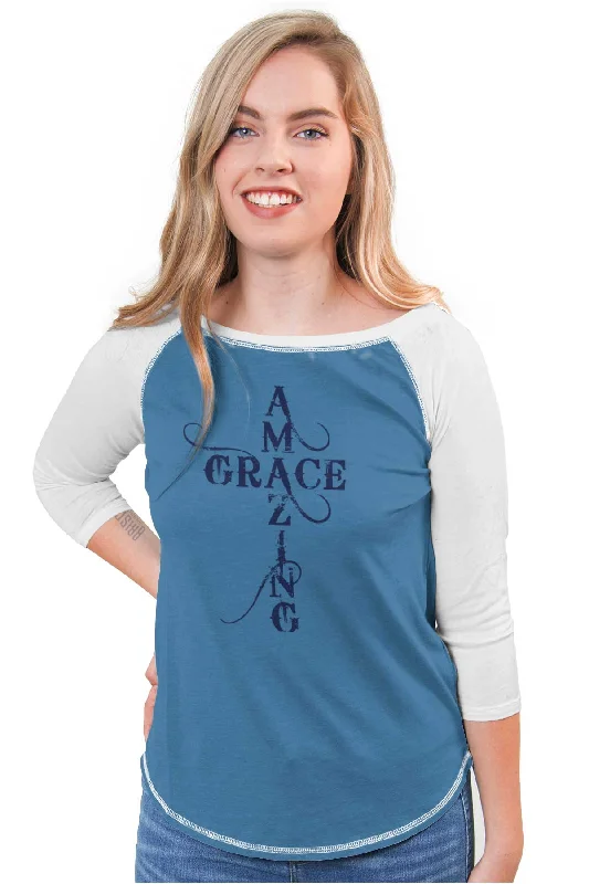 Amazing Grace Script Baseball Raglan T