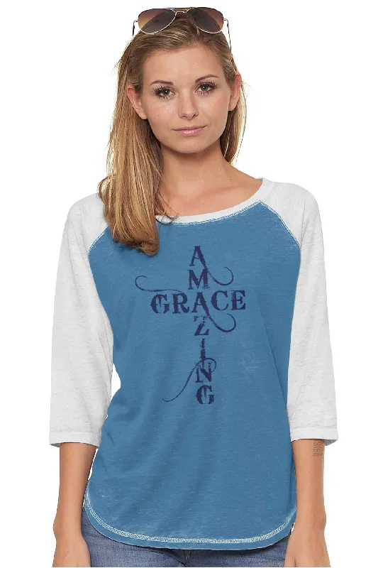 Amazing Grace Script Baseball Raglan T