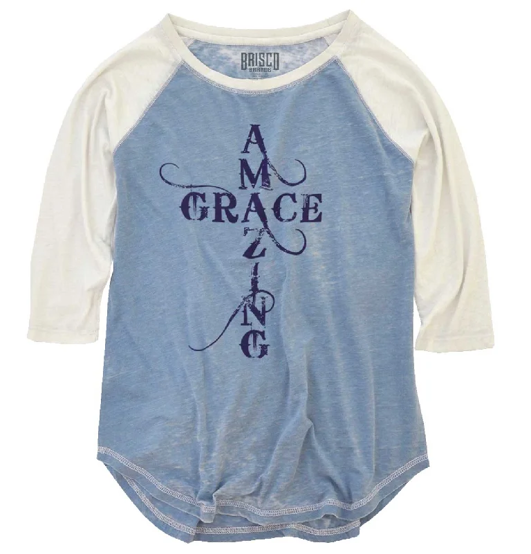 Amazing Grace Script Baseball Raglan T