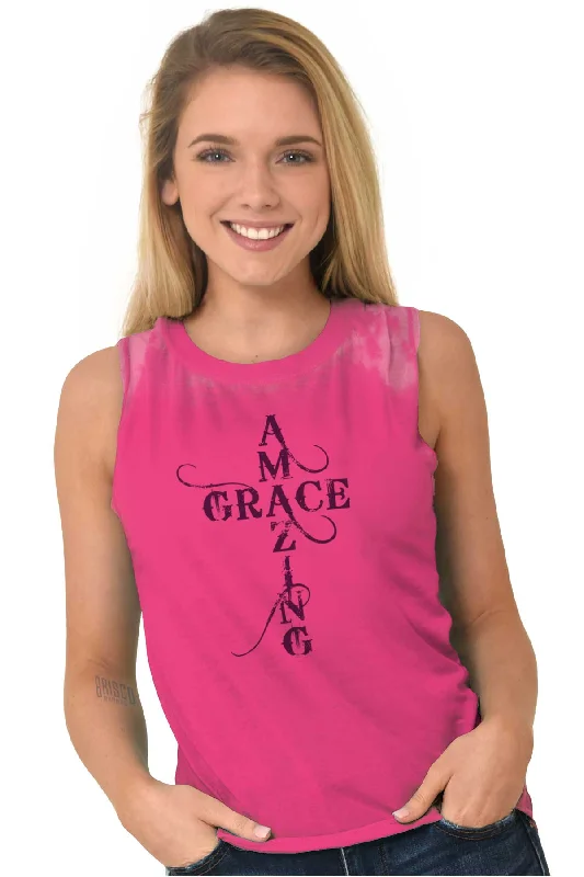 Amazing Grace Script Junior Muscle T-shirt