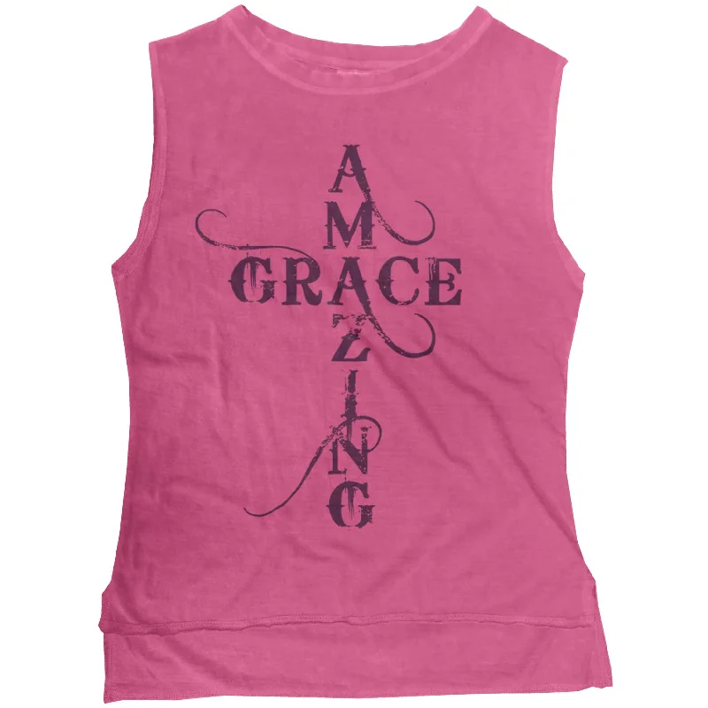 Amazing Grace Script Junior Muscle T-shirt