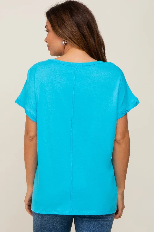 Aqua Short Sleeve Maternity Top