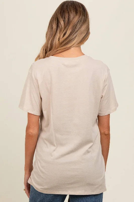 Beige Basic Maternity Tee