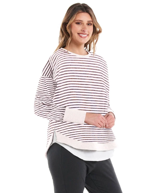 Betty Basics Lucy French Terry Sweat Awning Stripe