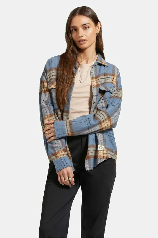 Bowery Women's Classic L/S Flannel - Flint Blue/Pinecone Brown Plaid