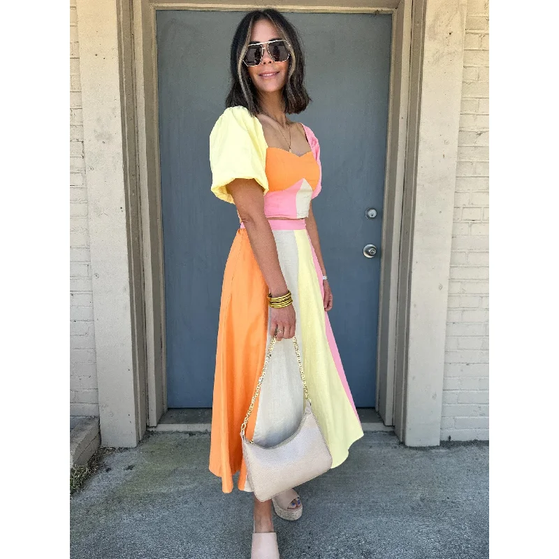 Cayo Coco Colorblock Linen Skirt