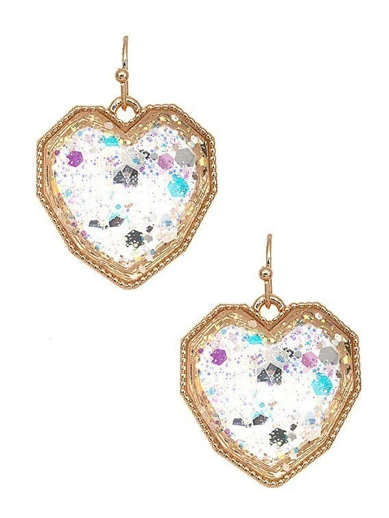 Faceted Heart Dangle Earring