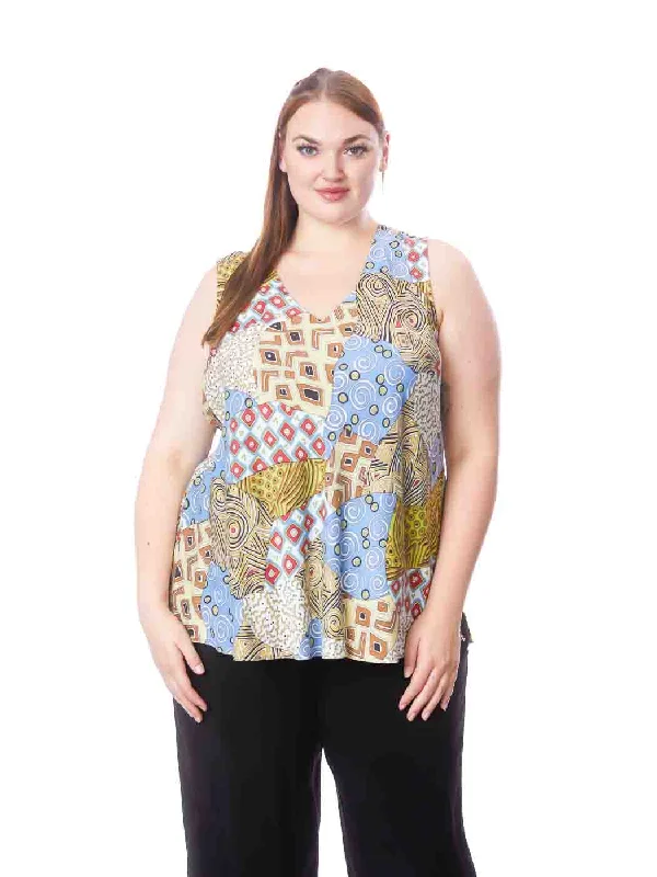 Tianello Plus sized print ""Uzima"" TENCEL™ ""Erika"" Bias Tank