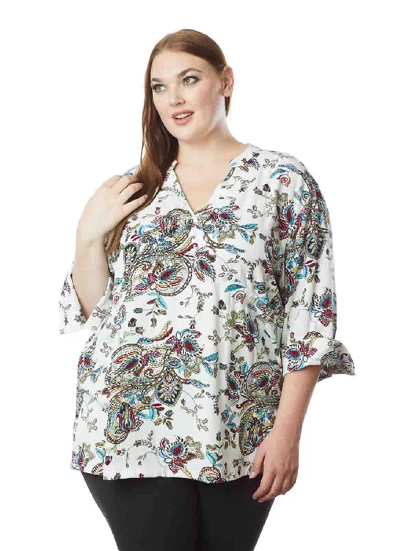 Tianello  Plus Sized Print ""Paisley""  TENCEL™   ""Diva"" Blouse