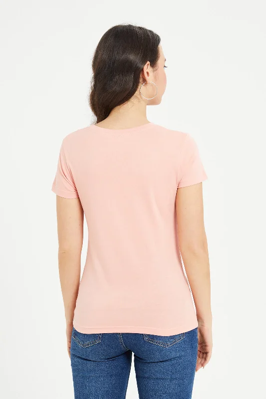 Women Coral Basic T-Shirt