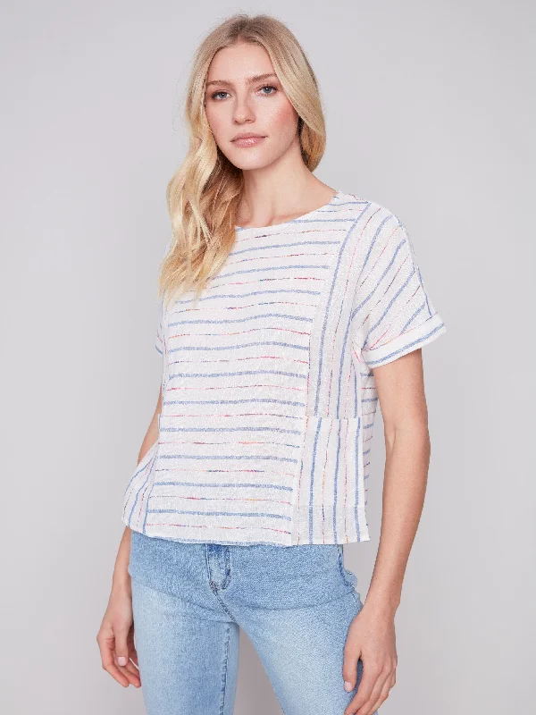 Cotton Linen Blend Dolman Top - Sky