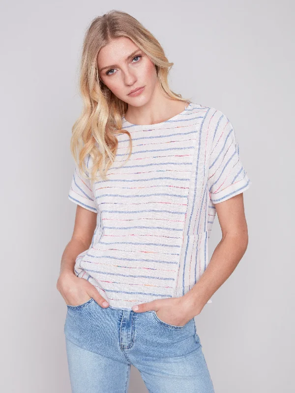 Cotton Linen Blend Dolman Top - Sky