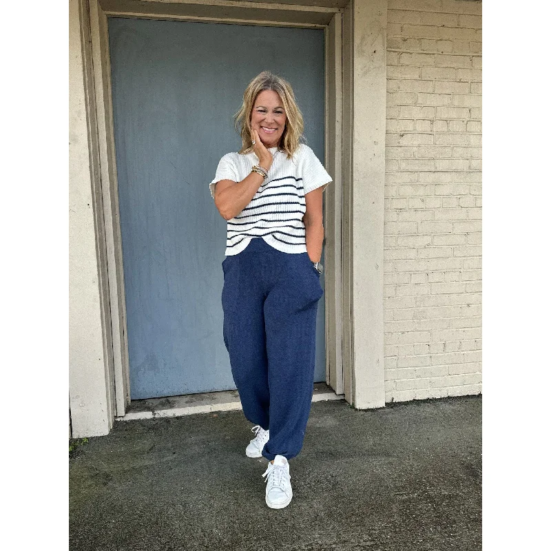 Freya Striped Top - Navy