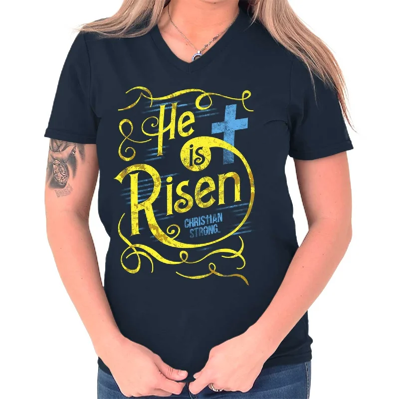 He Is Risen V-Neck T Shirt