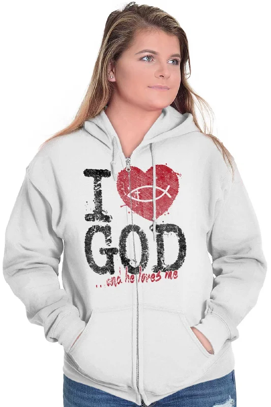 I Love God Zip Hoodie