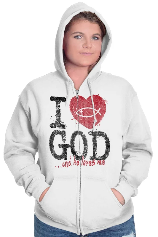 I Love God Zip Hoodie