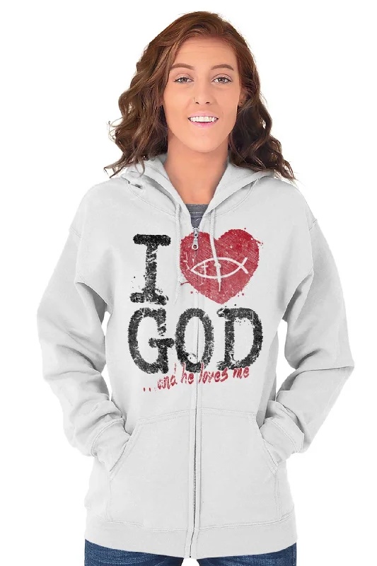 I Love God Zip Hoodie