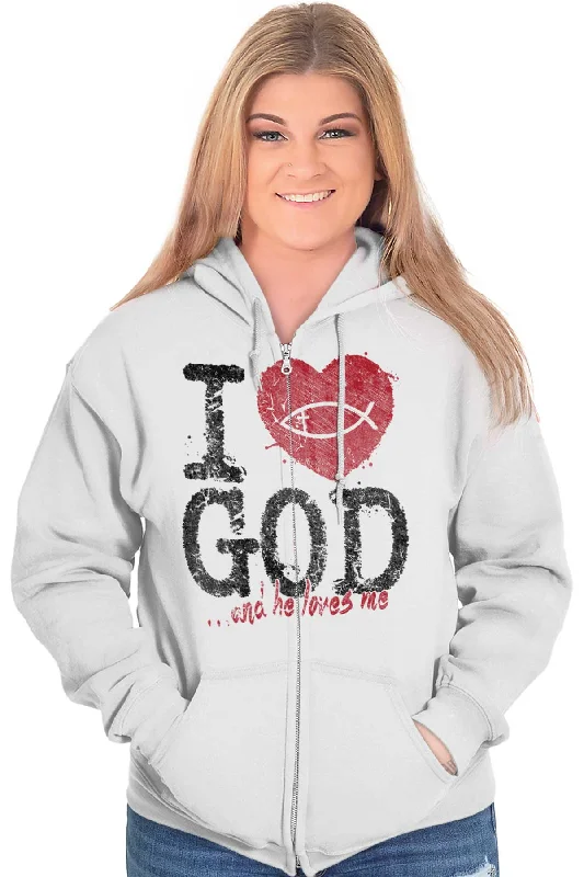 I Love God Zip Hoodie