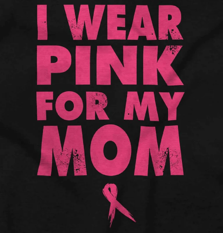 I Wear Pink For My Mom Junior Fit V-Neck T Shirt