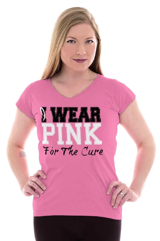 Breast Cancer Awareness Junior Fit V-Neck T Shirt