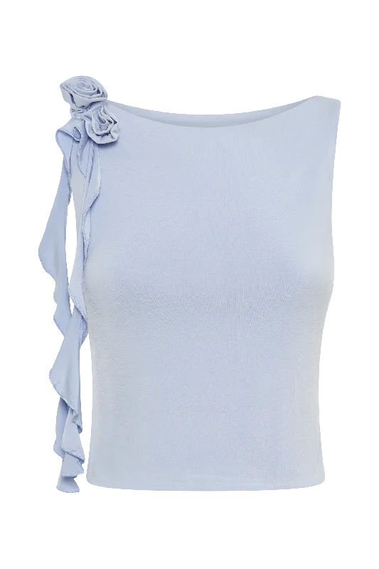 Isabella Sleeveless Rose Top - Powder Blue