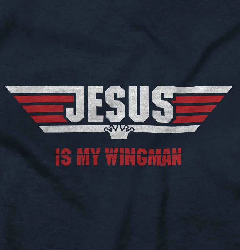 Jesus Is My Wingman Junior Fit V-Neck T Shirt