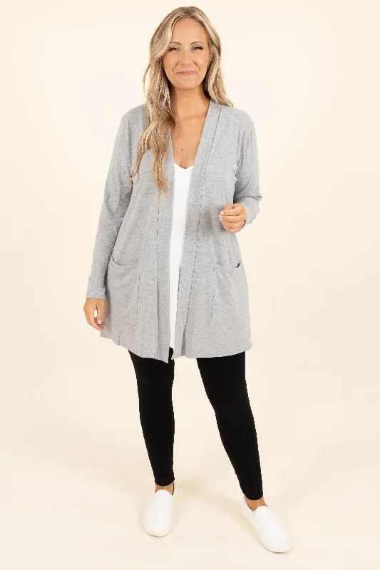 Kindness and Compassion Cardigan, Dark Heather Grey