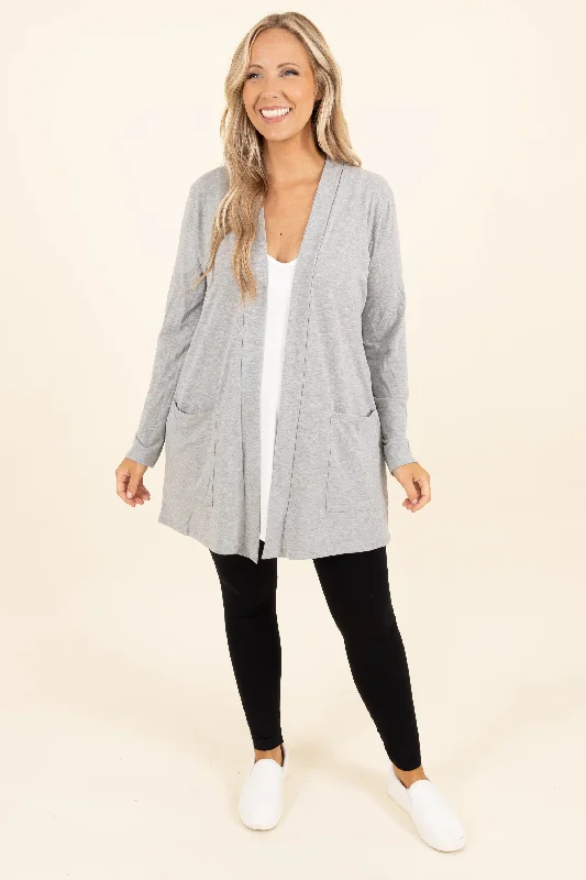 Kindness and Compassion Cardigan, Dark Heather Grey