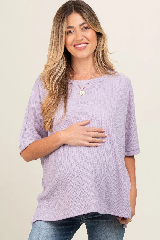 Lavender Waffle Knit Dolman Maternity Top