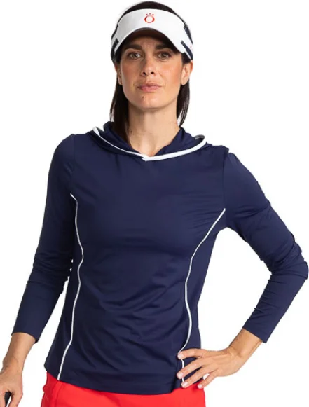 Layer It Up Longsleeve Hoodie Golf Top - Navy Blue