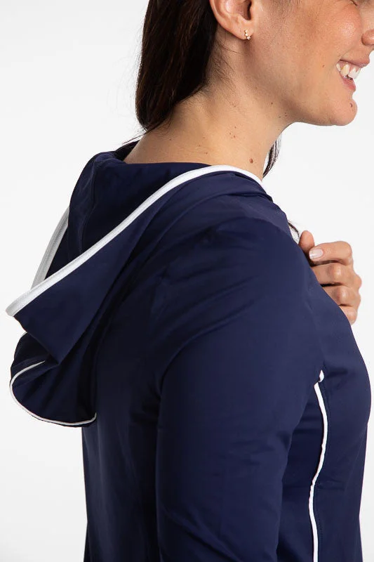 Layer It Up Longsleeve Hoodie Golf Top - Navy Blue