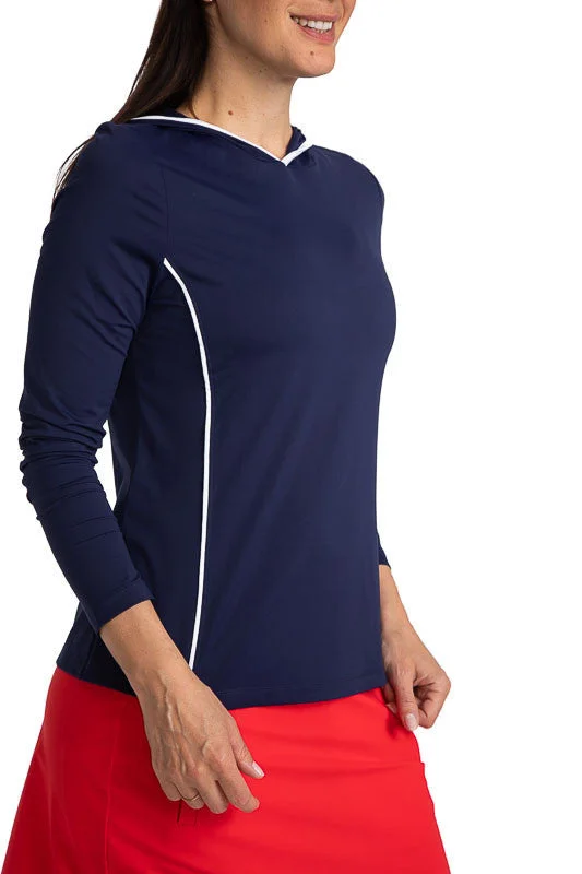 Layer It Up Longsleeve Hoodie Golf Top - Navy Blue