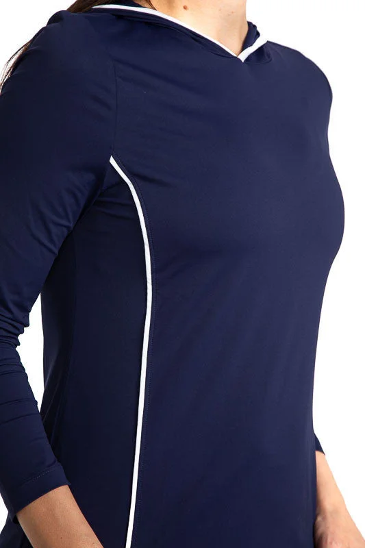 Layer It Up Longsleeve Hoodie Golf Top - Navy Blue