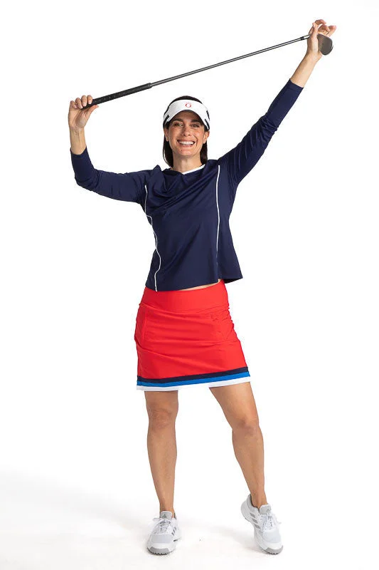 Layer It Up Longsleeve Hoodie Golf Top - Navy Blue