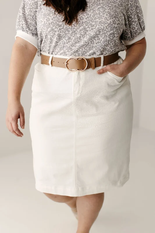 'Leah' Denim Skirt in Ivory FINAL SALE