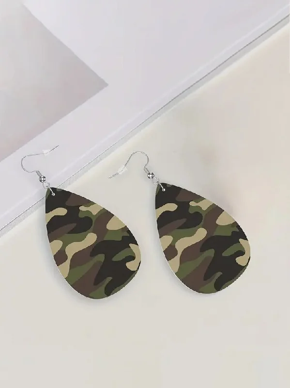 Leatherette Earrings in Camo