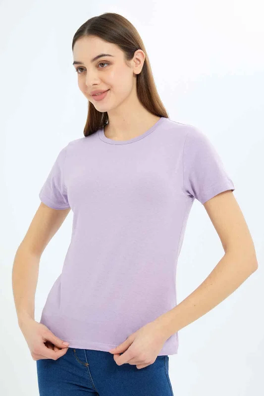 Women Lilac Short Sleeved T Shirt