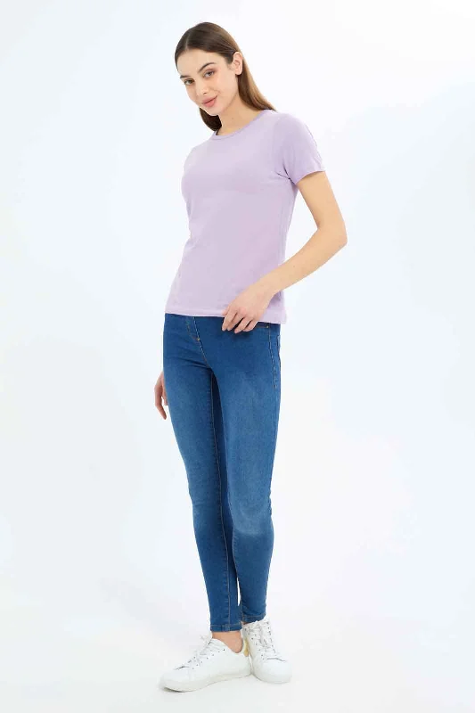 Women Lilac Short Sleeved T Shirt