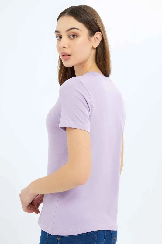 Women Lilac Short Sleeved T Shirt