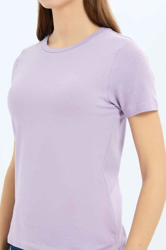 Women Lilac Short Sleeved T Shirt