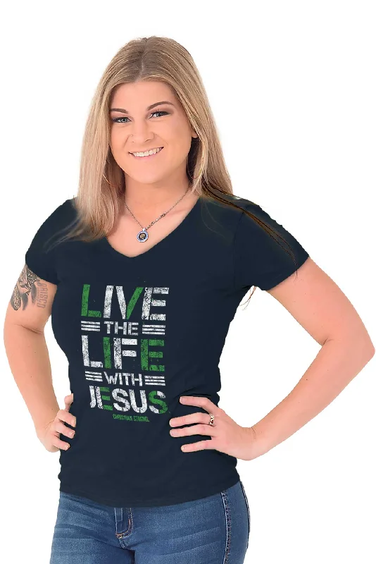 Live The Life Junior Fit V-Neck T-Shirt