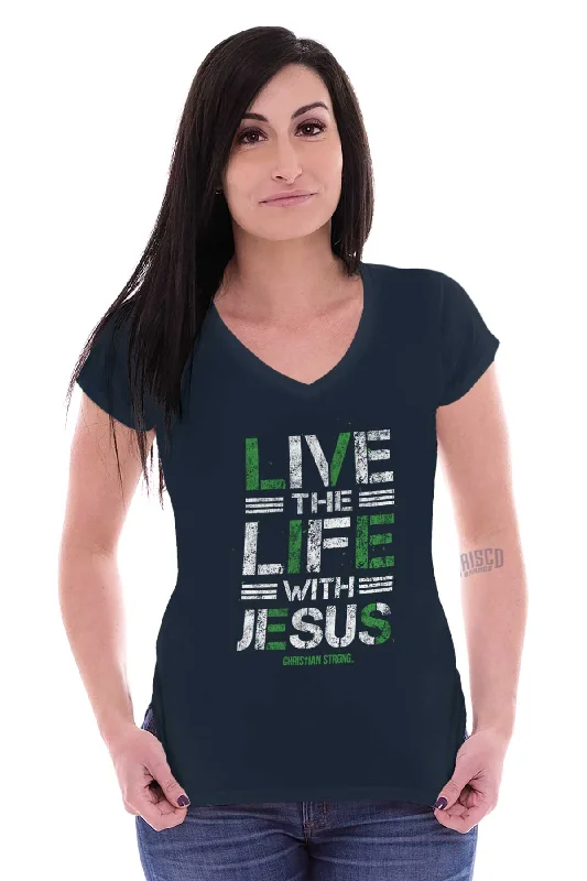 Live The Life Junior Fit V-Neck T-Shirt