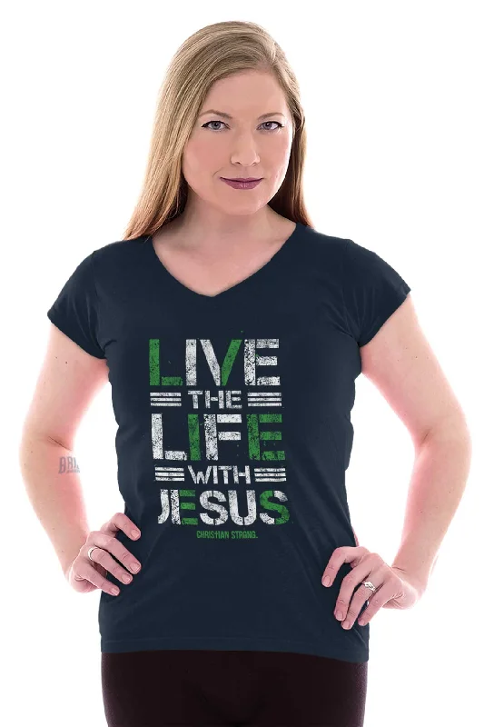 Live The Life Junior Fit V-Neck T-Shirt