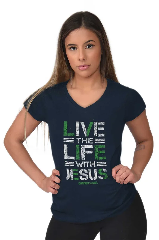 Live The Life Junior Fit V-Neck T-Shirt